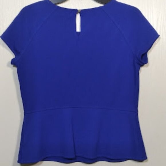 Liz Claiborne Career Blue Peplum Top Size: M - Picture 6 of 15
